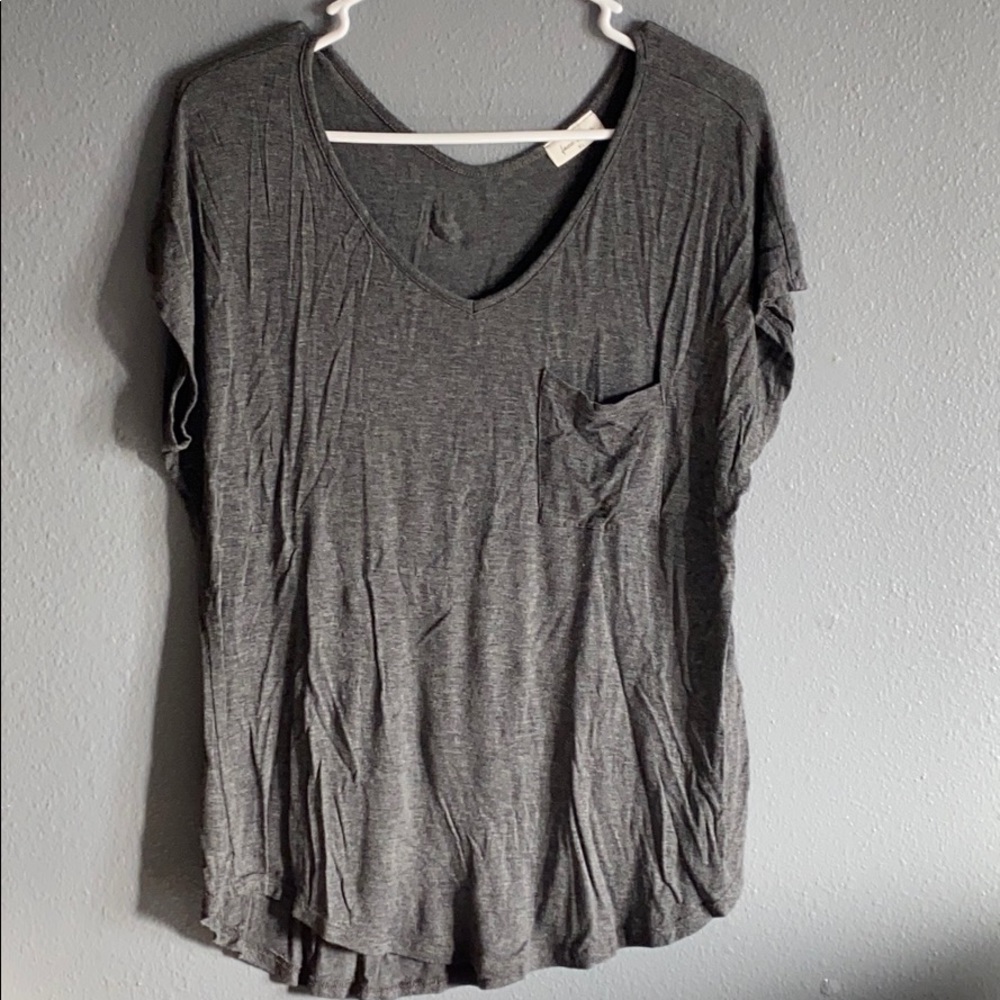 Grey V-neck Top